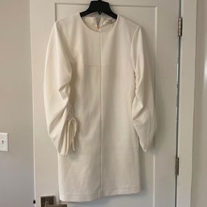 Tibi white Dress with Ruched Sleeves Size 8
